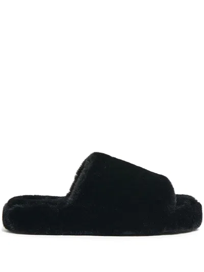 Apparis Biba Faux Fur Slippers In Black