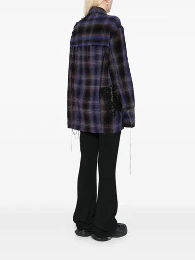 Song For The Mute Check Pattern Jacket In Purple