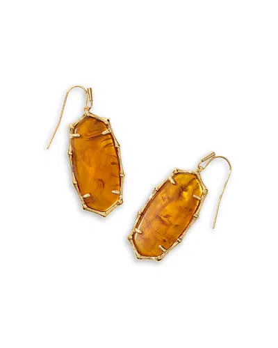 Kendra Scott Gold-tone Elle Bamboo-shaped Frame Drop Earrings In Gold/orange