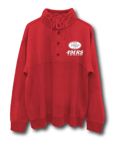 Junk Food Clothing Unisex Nfl San Francisco 49ers Mock 1/4 Button Up In Licorice