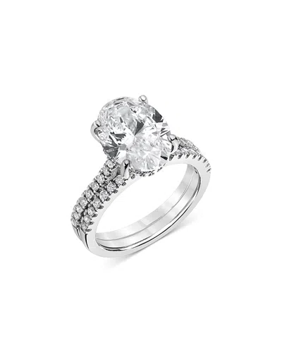 Bloomingdale's Fine Collection Certified Lab Grown Diamond Oval & Round Cut Bridal Set In 18k White Gold, 4.50 Ct. T. W. In White