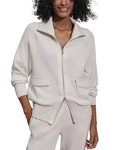 Varley Womens Garcia Zip-through Stretch-jersey Sweatshirt Ivory Marl In Taupe Marl