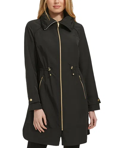 Cole Haan Travel Packable Hooded Rain Jacket In Black
