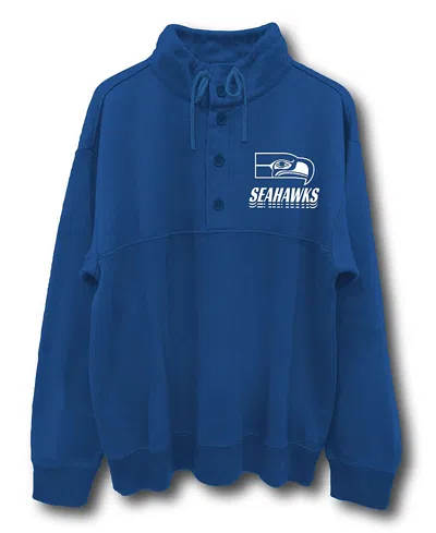 Junk Food Clothing Unisex Nfl Seattle Seahawks Mock 1/4 Button Up In Blue