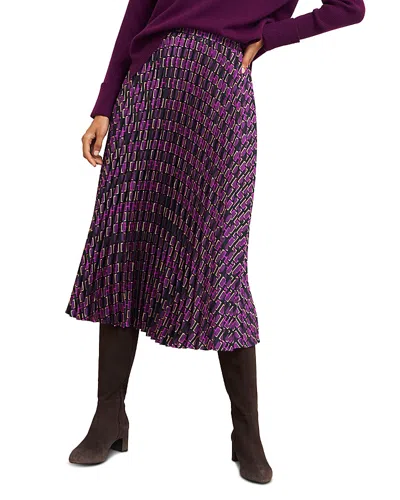 Hobbs London Kayla Pleated Skirt In Purple Multi