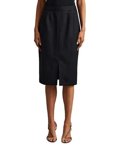 Reiss Navy Petite Textured Pencil Midi Suit Skirt In Navy