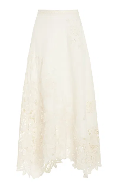 Ulla Johnson Rae Embroidered Linen Maxi Skirt In White