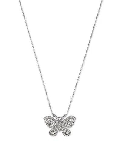 Bloomingdale's Fine Collection Diamond Butterfly Pendant Necklace In 14k White Gold, 1.3 Ct. T. W. In White