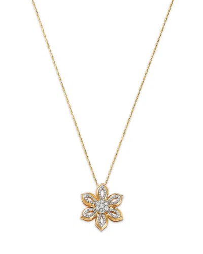 Bloomingdale's Fine Collection Diamond Flower Pendant Necklace In 14k Yellow Gold, 0.7 Ct. T. W. In Gold