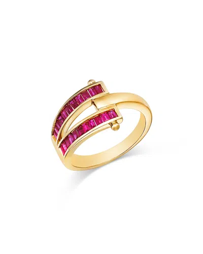 Bloomingdale's Fine Collection Ruby Stack Ring In 14k Yellow Gold - Exclusive In Pink/gold