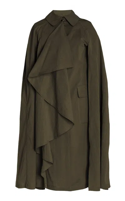 Ulla Johnson Cecille Cotton-blend Cape Coat In Dark Green