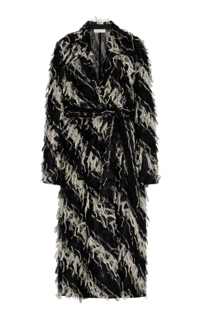 Ulla Johnson Josephine Fil Coupe Linen-cotton Coat In Black,white