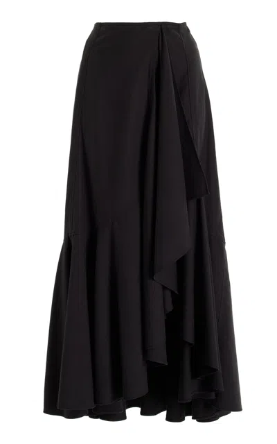 Ulla Johnson Sabina Cotton-blend Midi Skirt In Black