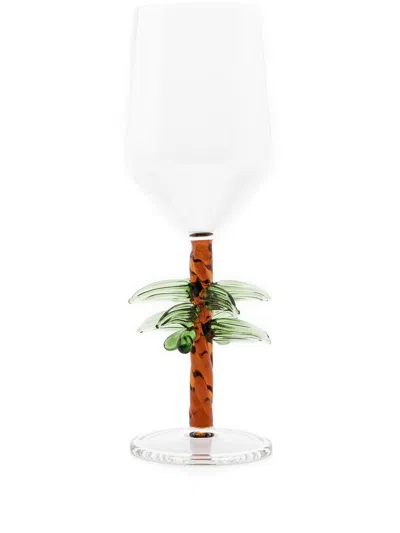 Les-ottomans Brown Palm Tree Glass In Neutrals