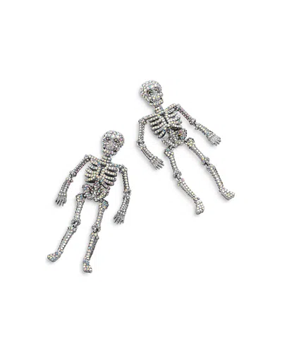 Baublebar Bone A Fide Hottie Pave Skeleton Drop Earrings In Silver Tone In Silver