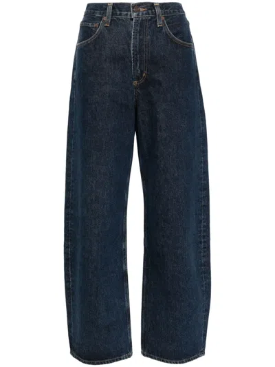 Agolde Low Curve Mid-rise Barrel-leg Jeans In Blue