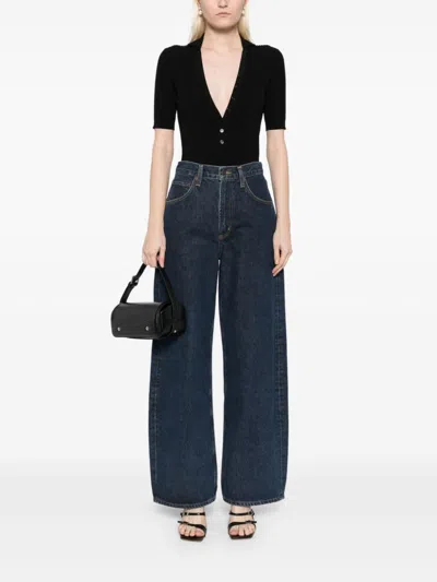 Agolde Low Curve Mid-rise Barrel-leg Jeans In Blue