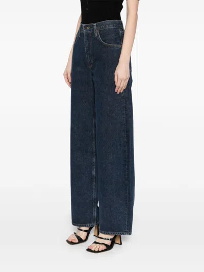 Agolde Low Curve Mid-rise Barrel-leg Jeans In Blue