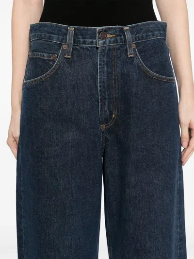 Agolde Low Curve Mid-rise Barrel-leg Jeans In Blue