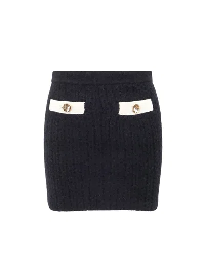 Self-portrait Self Portrait Black Alpaca Blend Skirt Women In Black
