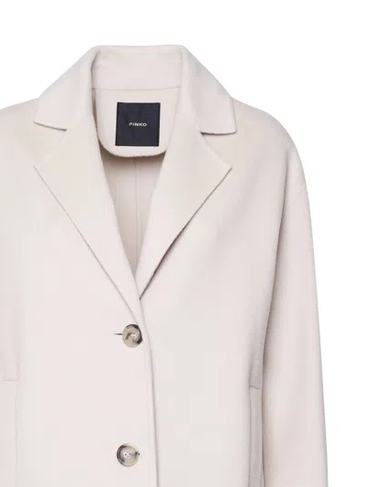 Shop Pinko Classic Single-breasted Coat In Beige