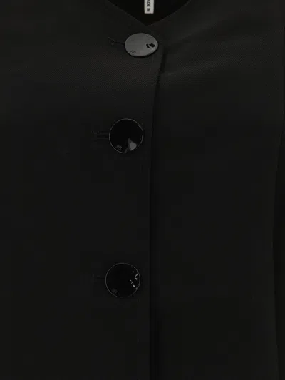 Ganni Sleeveless Twill Dress With Button Front In Black