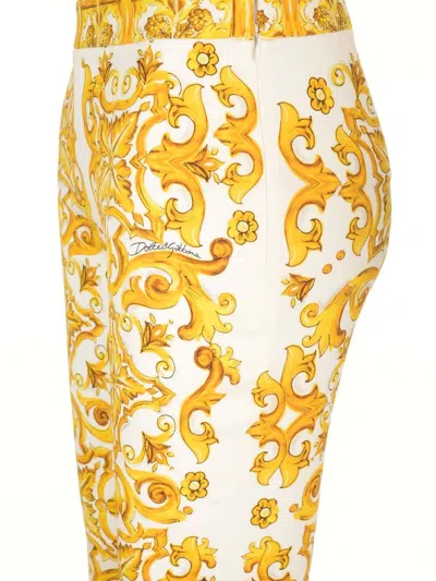 Shop Dolce & Gabbana Majolica Printed Flared Pants In Yellow