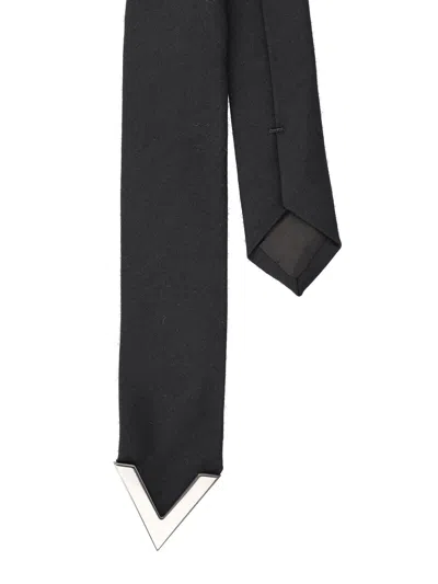 Shop Valentino Logo Plaque Tie In Black