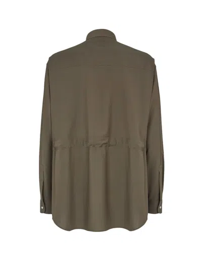 Shop Fendi Long Sleeved Oversized Shirt In Nt Cipresso