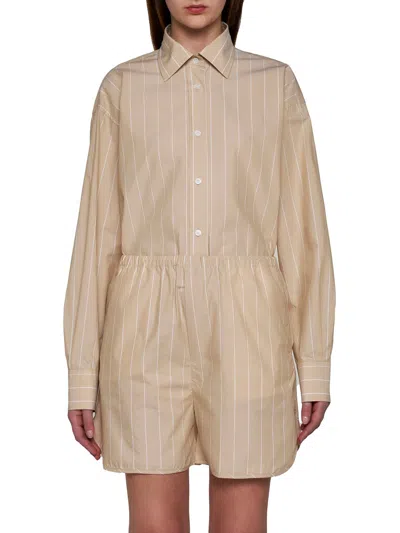 Filippa K Striped Organic-cotton Shorts In Beige