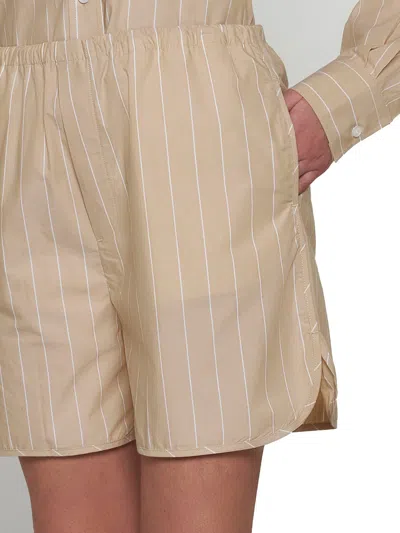 Filippa K Striped Organic-cotton Shorts In Beige