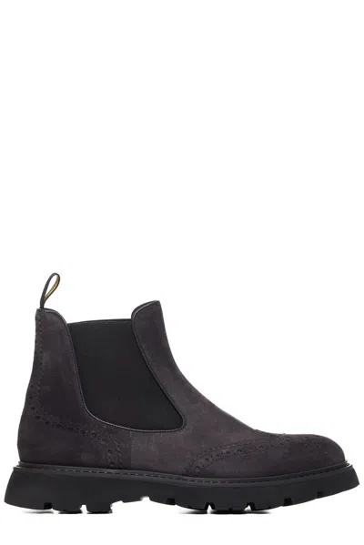 Shop Doucal's Round-toe Slip-on Boots In Point Antracite+f.do Nero