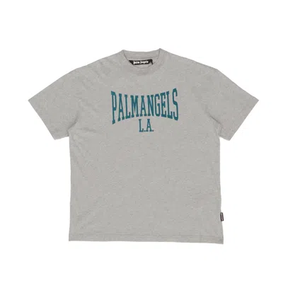 Shop Palm Angels Logo Printed Crewneck T-shirt In Grigio