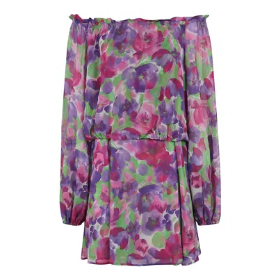 Rotate Birger Christensen Rotate Light Flowy Flower Printed Mini Dress In Multicolor