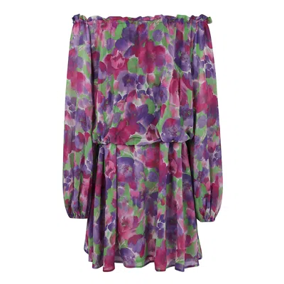 Shop Rotate Birger Christensen Light Flowy Flower Printed Mini Dress In Multicolor