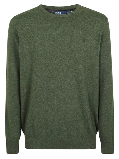 Shop Ralph Lauren Polo Pony Embroidered Knitted Jumper In Olive