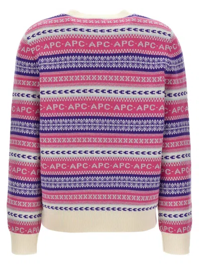 Shop Apc Maisie Logo Intarsia-knit Crewneck Jumper In Pink