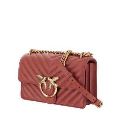 Shop Pinko Love One Mini Shoulder Bag In Red