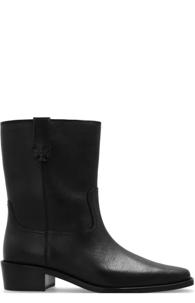 Tory Burch Urban Western Style Short Boots In Black