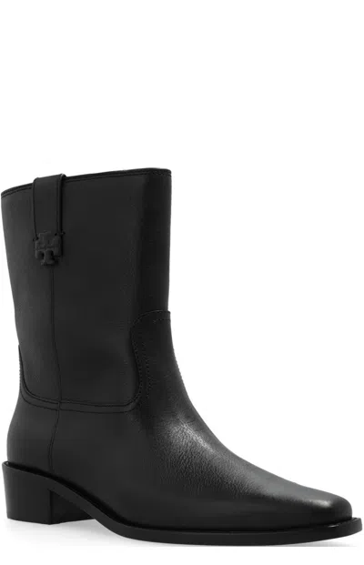 Tory Burch Urban Western Style Short Boots In Black