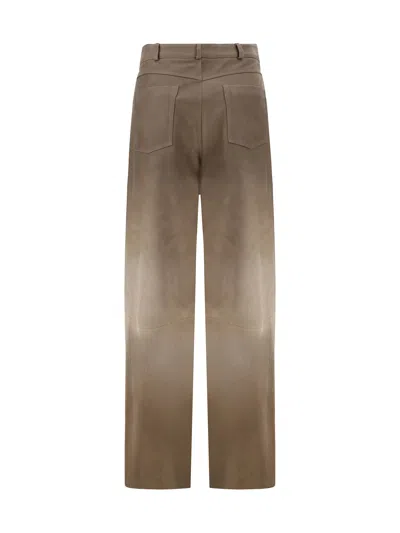 Shop Arma Leather Catania Pants In Grey-taupe