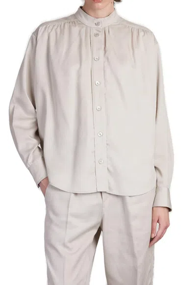 Shop Marant Etoile Violeta Pleated Blouse In Beige