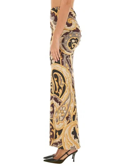 Shop Etro Paisley-printed Velvet Maxi Skirt In Multicolour