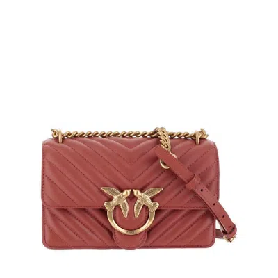 Shop Pinko Love One Mini Shoulder Bag In Q Ocra Rosso Antique Gold