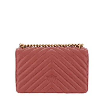 Shop Pinko Love One Mini Shoulder Bag In Q Ocra Rosso Antique Gold