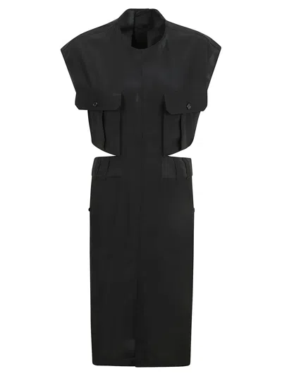 Saint Laurent Cut-out Oversized Crewneck Dress In Black