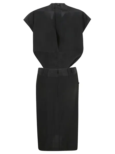 Saint Laurent Cut-out Oversized Crewneck Dress In Black