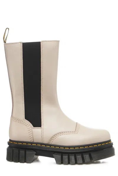 Dr. Martens' Dr. Martens Audrick Chelsea Tall Shoes In Vintage Taupe Nappa Lux