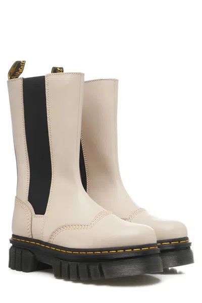 Dr. Martens' Dr. Martens Audrick Chelsea Tall Shoes In Vintage Taupe Nappa Lux