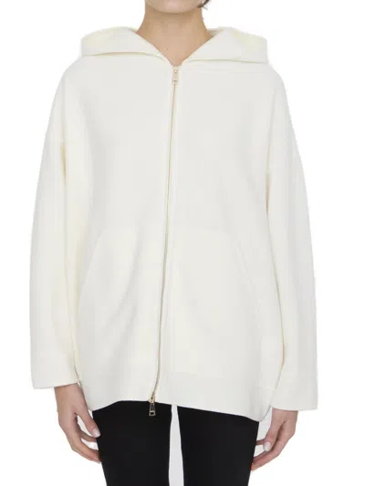 Shop Max Mara Zip-up Long-sleeved Hoodie In White